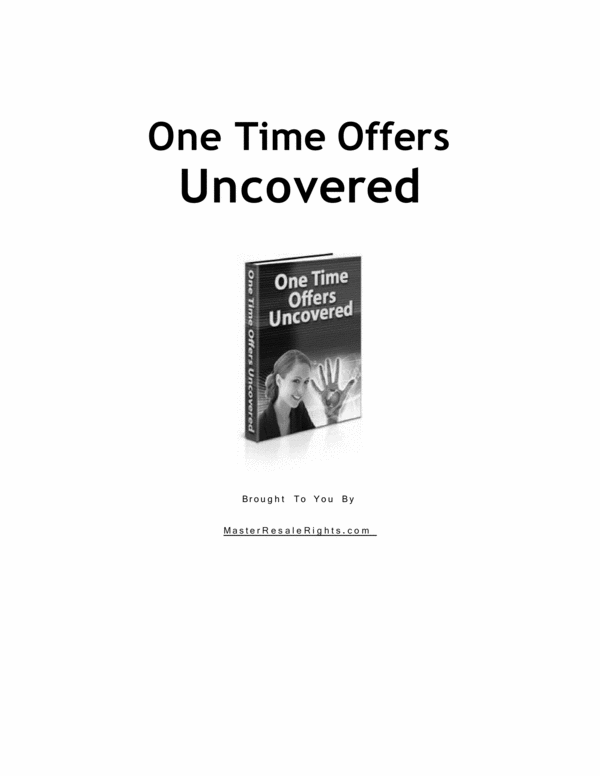 Product picture One Time Offer (Increase Your Sales) ebook